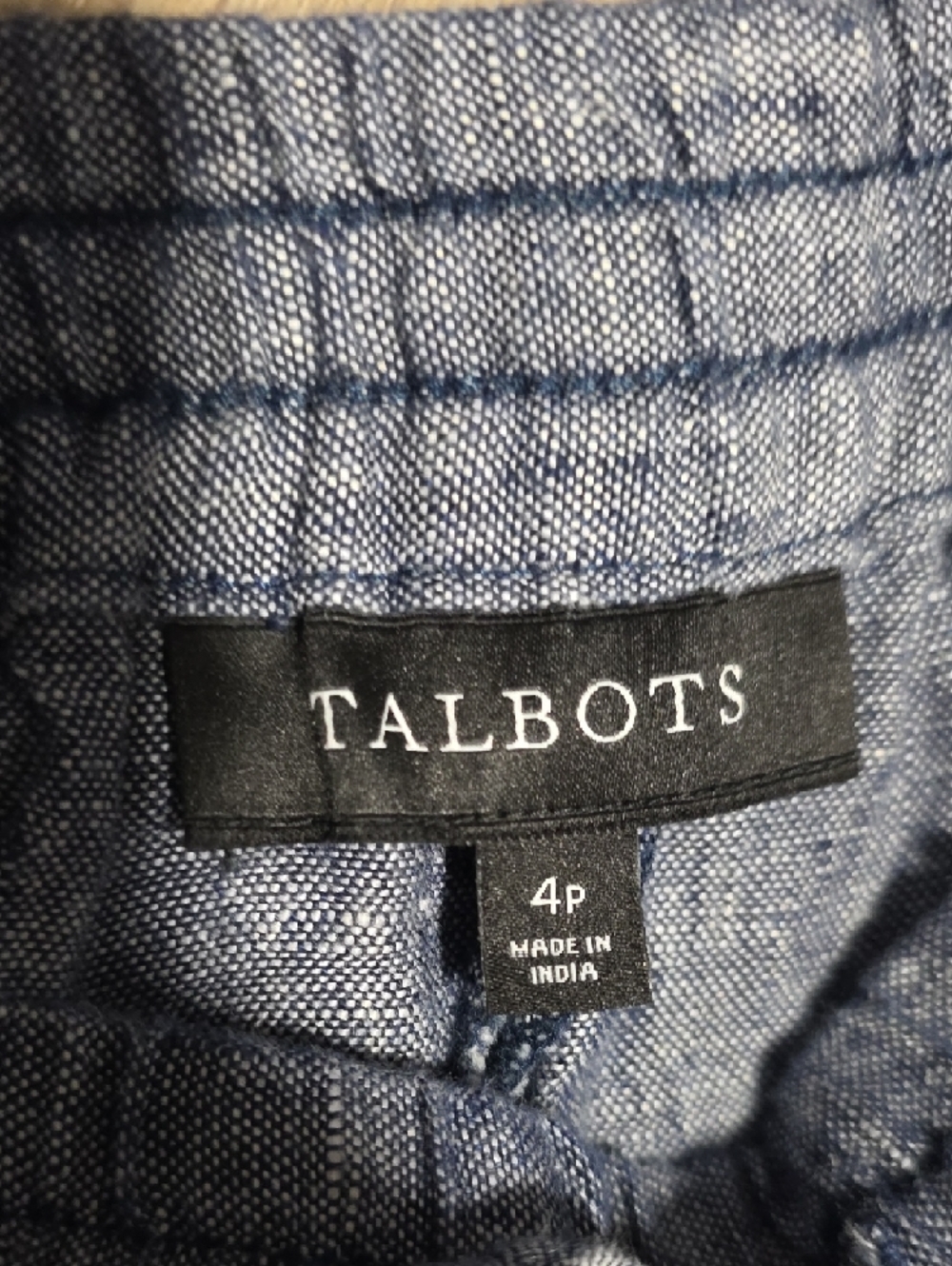 Talbots Linen Relaxed Chambray Wide-Leg Drawstring Pants in Blue - Picture 2 of 5